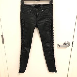 Adriano Goldschmied Lace Up Coated Skinny Jeans
